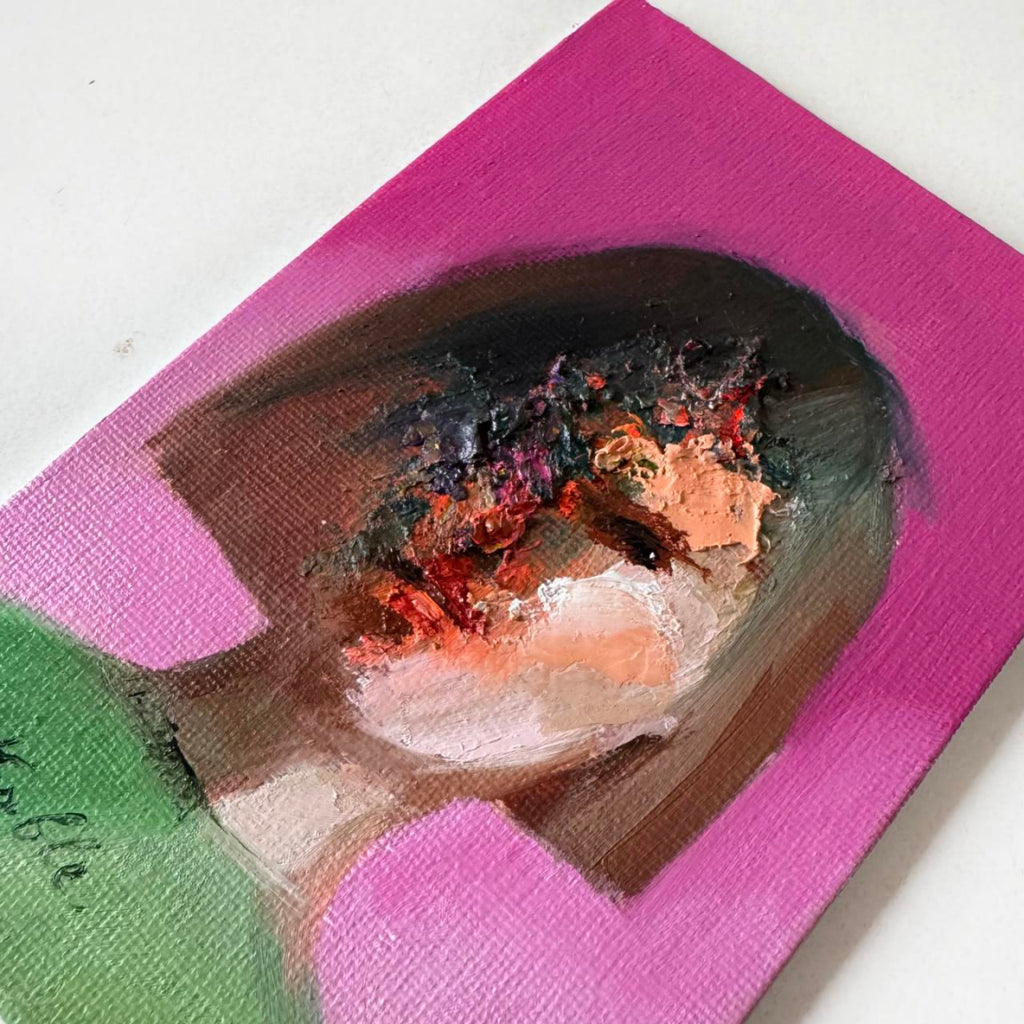 Faceless portrait. Abstract art original in frame 4x6