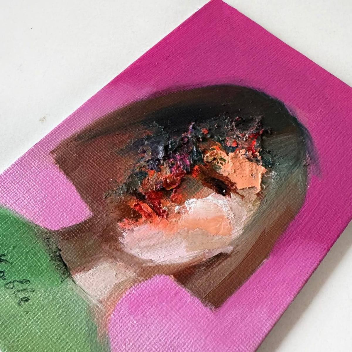 Faceless portrait. Abstract art original in frame 4x6