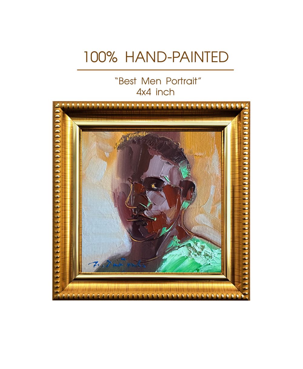 Faceless portrait. Abstract oil painting original in frame 4x4