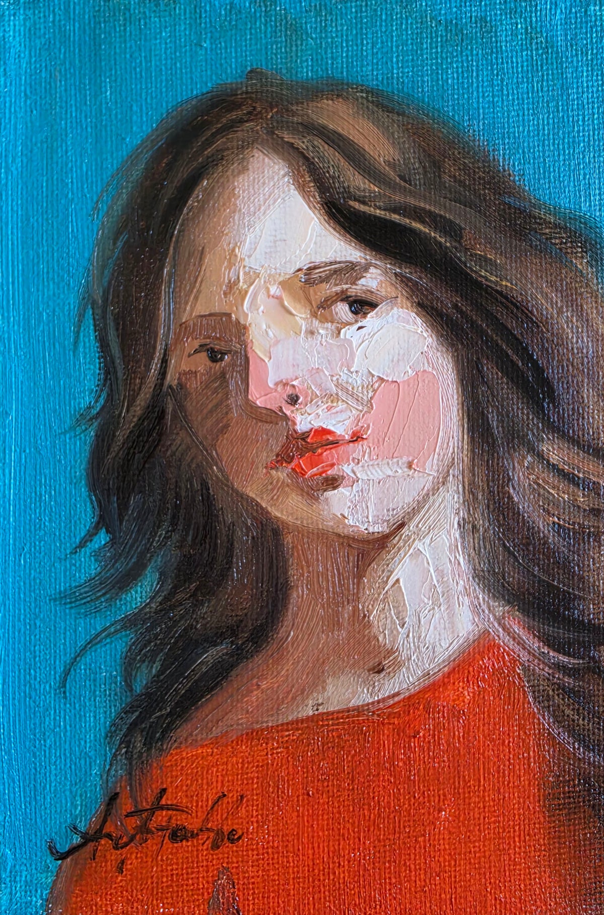 Abstract Person Girl Oil Painting Original 4x6 inch