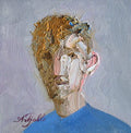 Male portrait oil painting original 4x4 in