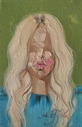 Faceless portrait. Abstract art original in frame 4x6