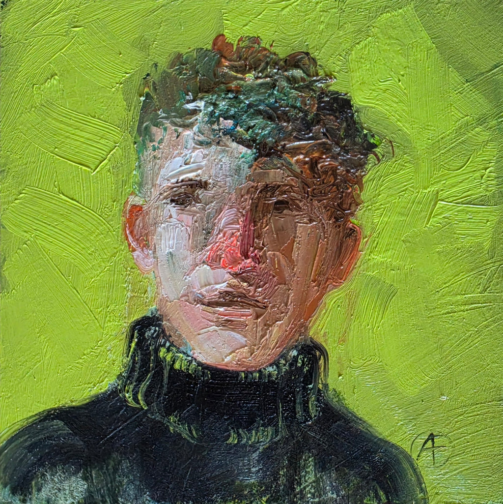 Man portrait oil painting original 4x4 in - One of kind, Just like you