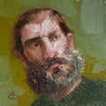 Bearded Man portrait oil painting original 4x4 in - One of kind, Just like you