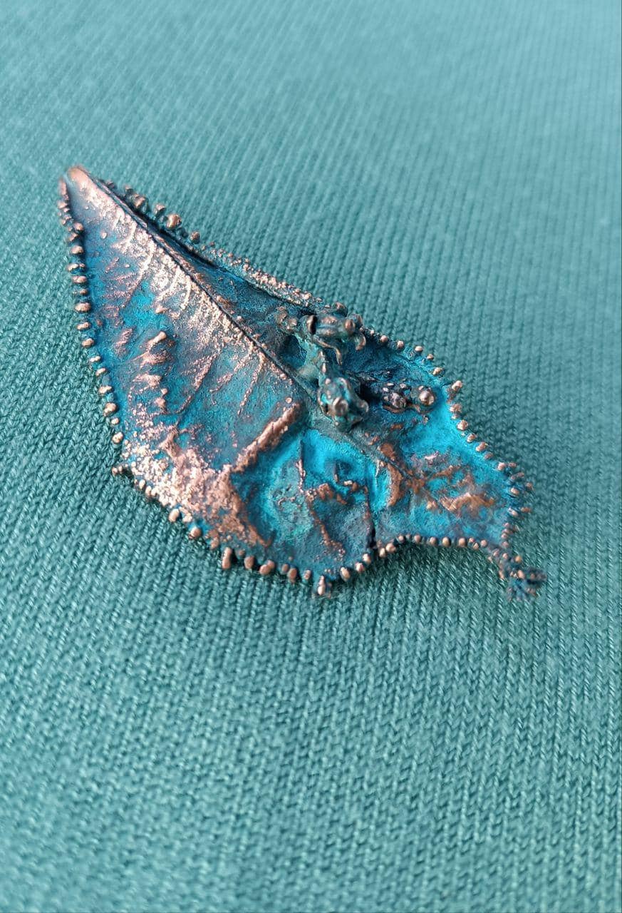 Brooch Electroformed Copper Bay Leaf – Brooch Unique Boho Jewelry, Handmade from a Real Tree Leaf