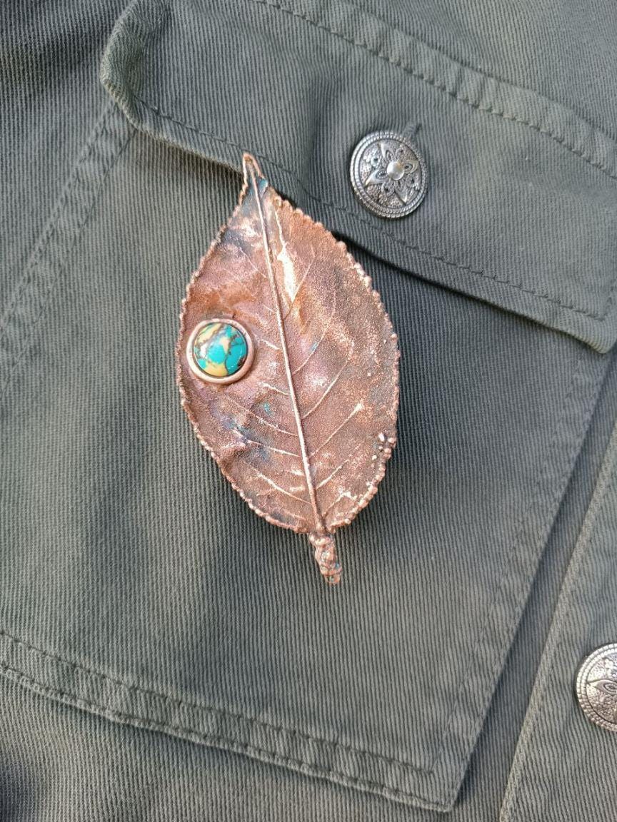 Brooch Poplar Leaf Copper