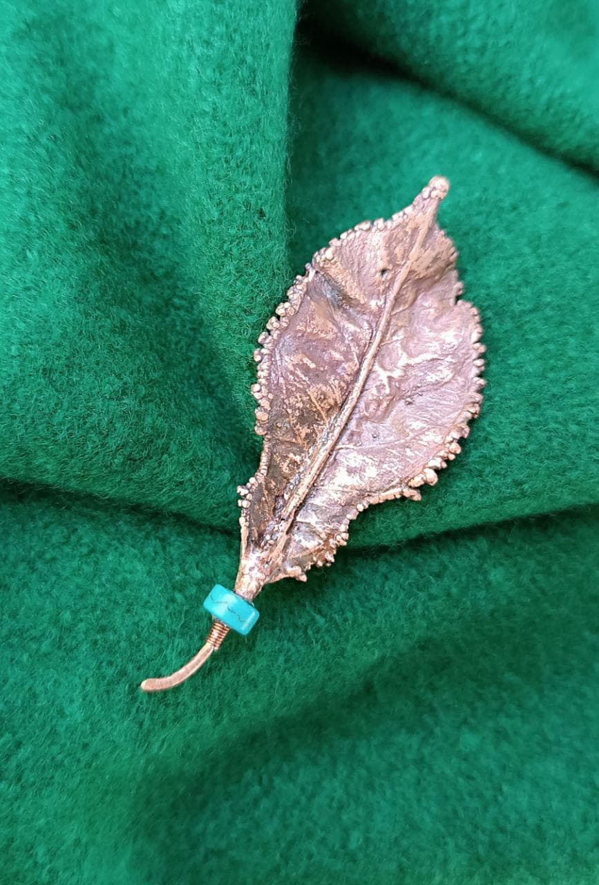 Brooch Copper Natural Ginkgo Leaf  — Unique Boho-Style Handmade Jewelry gift for best friend