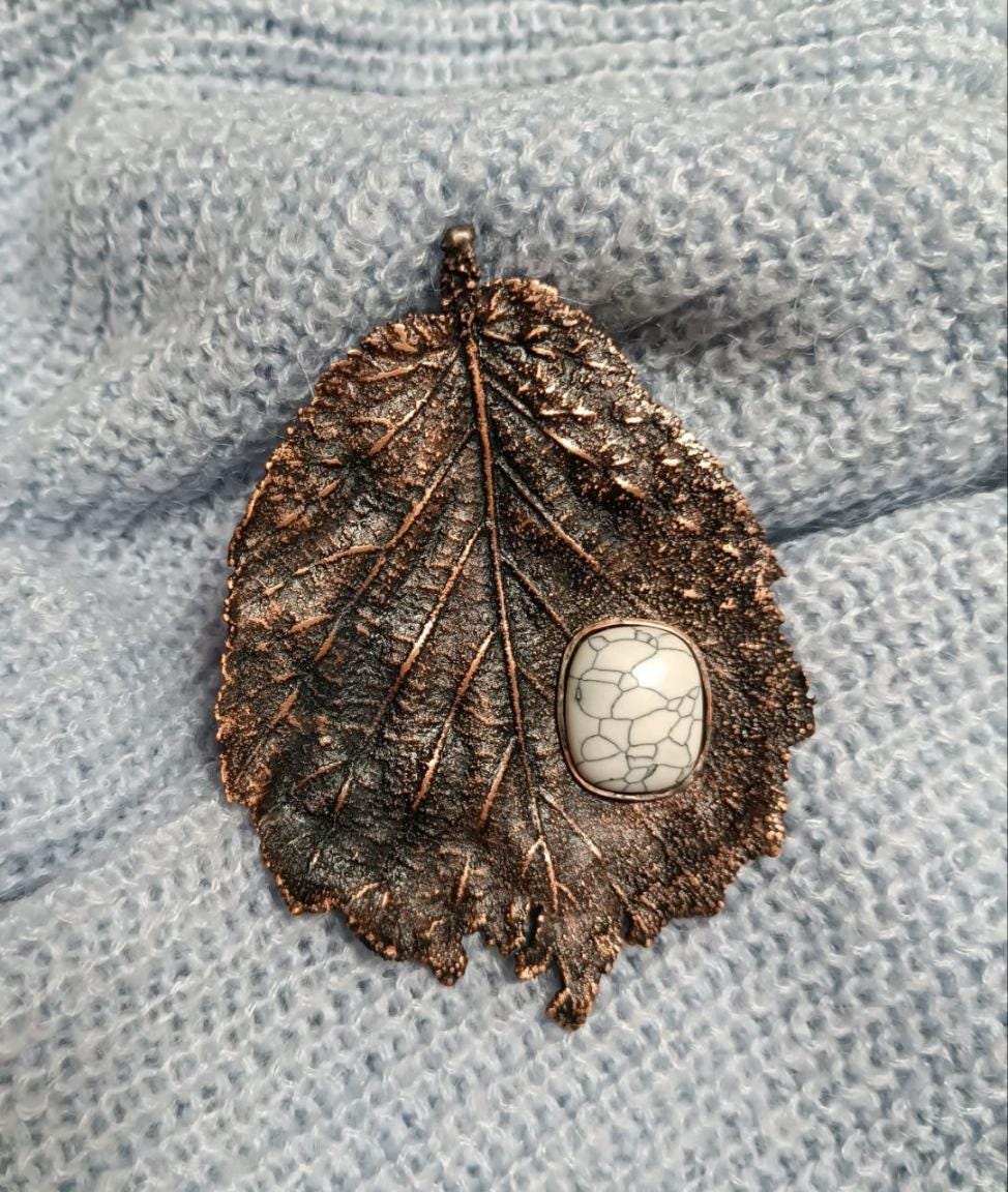 Brooch Hazel Leaf Copper