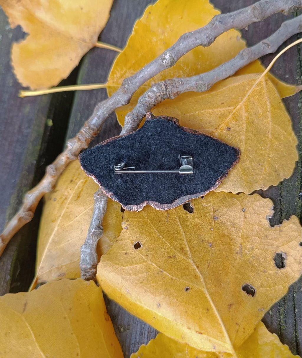 Brooch Copper Natural Ginkgo Leaf  — Unique Boho-Style Handmade Jewelry gift for best friend