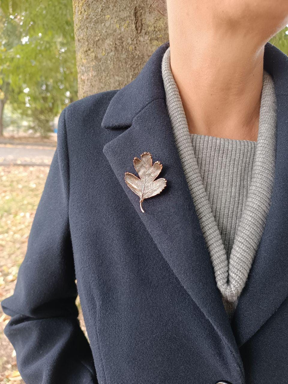 Brooch Copper Natural hawthorn leaf brooср — Unique Boho-Style Handmade Jewelry gift for best friend