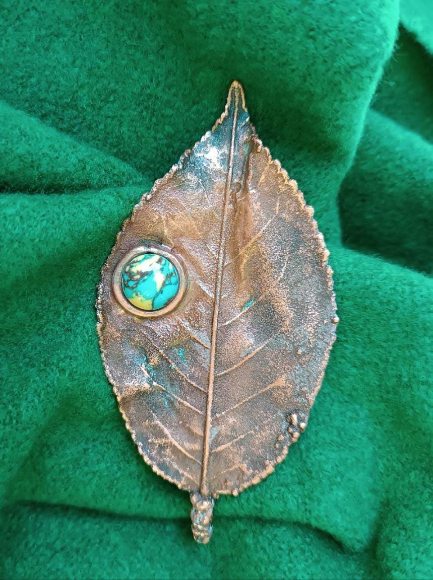 Brooch Poplar Leaf Copper