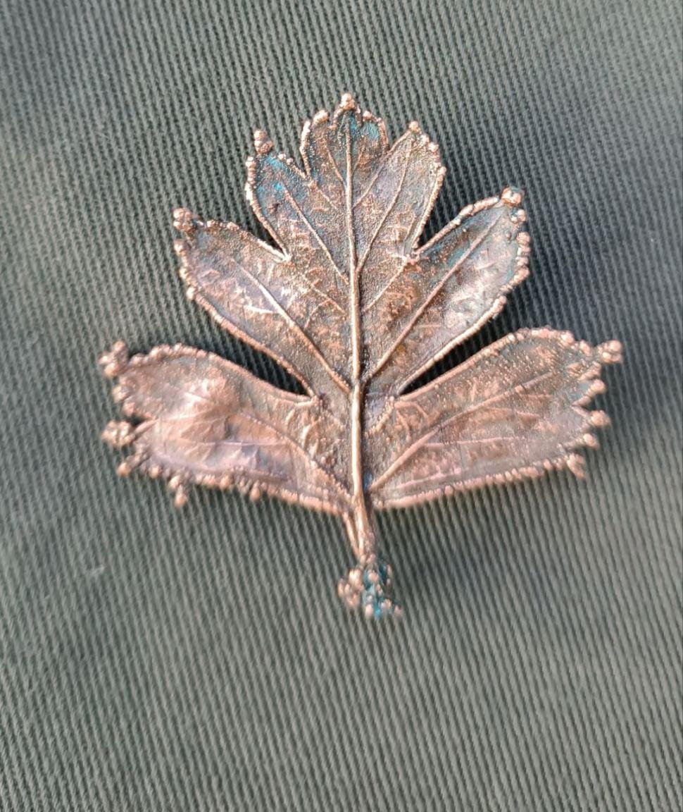 Brooch Copper Natural Gluta Leaf  gift for best friend — Unique Boho-Style Handmade Jewelry Ramella