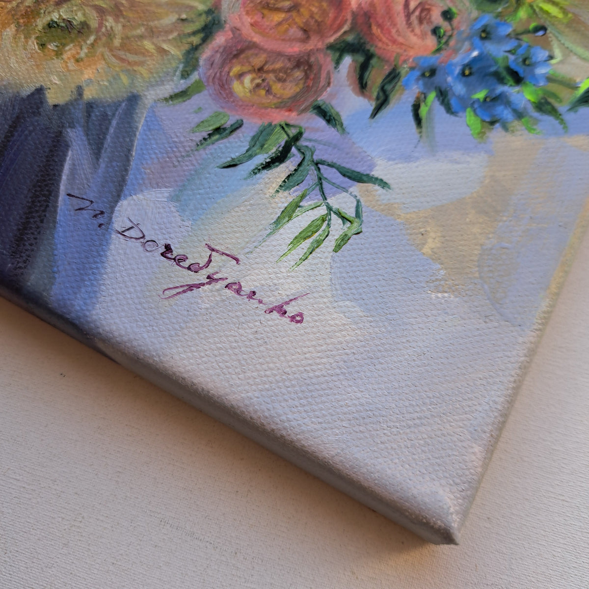 Bridal flowers portraits painting original canvas art