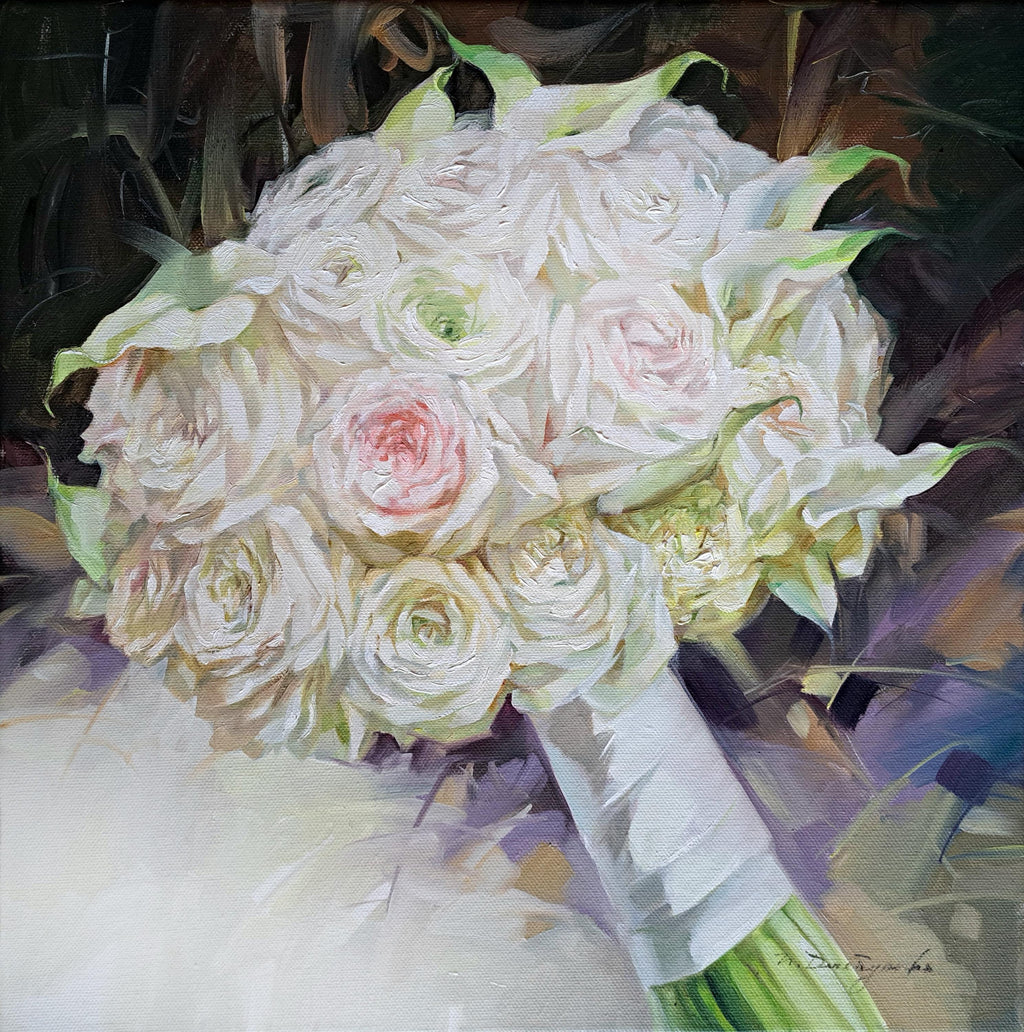 Bridal flower bouquet painting