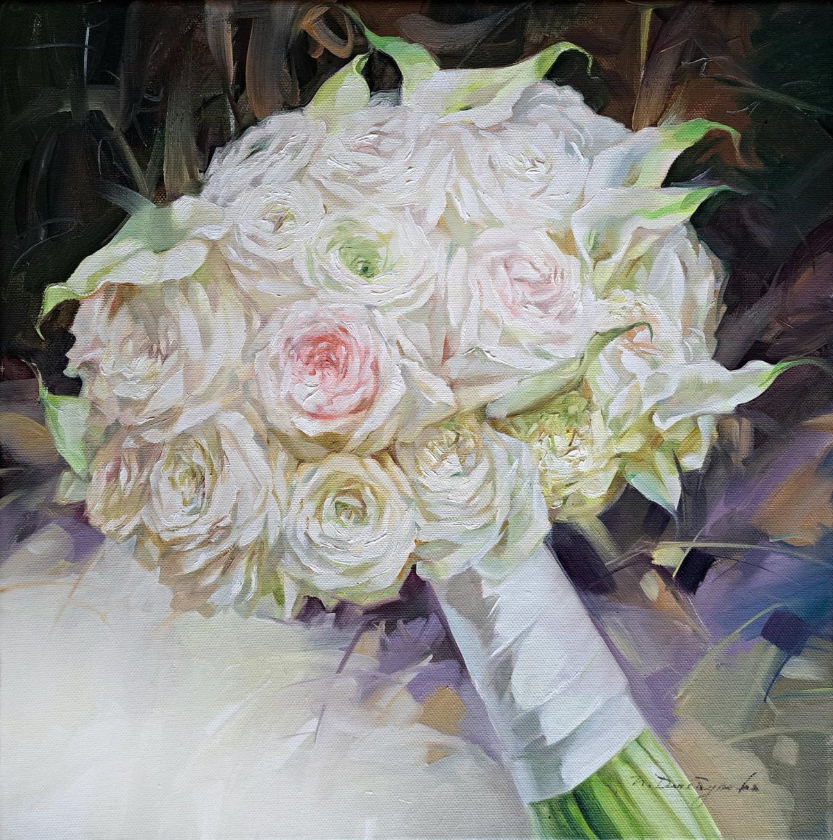 Bridal flower bouquet painting
