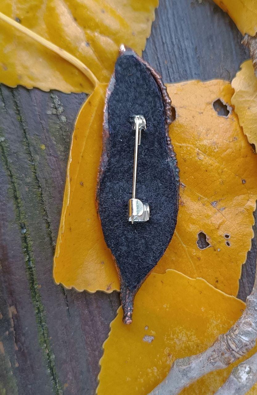 Brooch Electroformed Copper Leaf – Brooch Unique Boho Jewelry, Handmade from a Real Tree Leaf