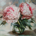 Peony oil painting arte originale su tela, pittura a olio di fiori di due peonie, regalo di San Valentino per coppia, fiori wall art