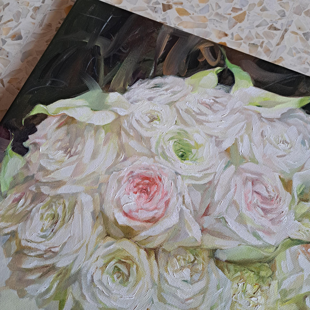 Bridal flower bouquet painting