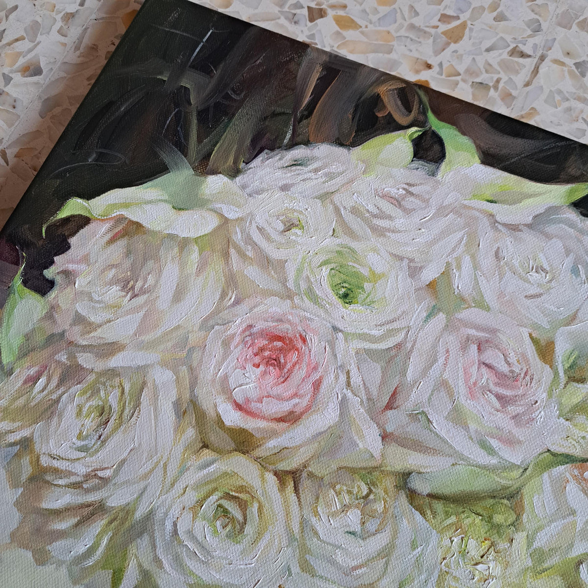 Bridal flower bouquet painting