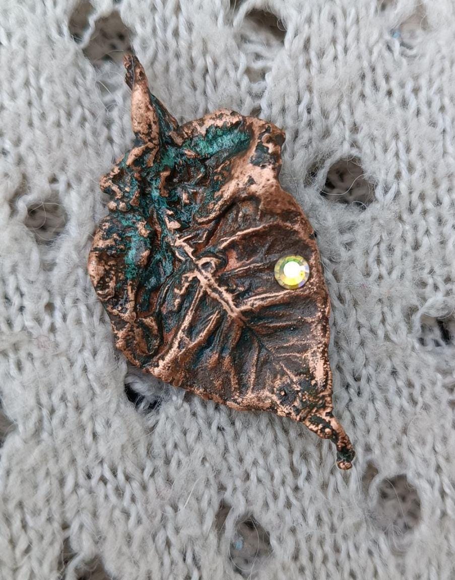Brooch Electroformed Copper Bay Leaf – Brooch Unique Boho Jewelry, Handmade from a Real Tree Leaf