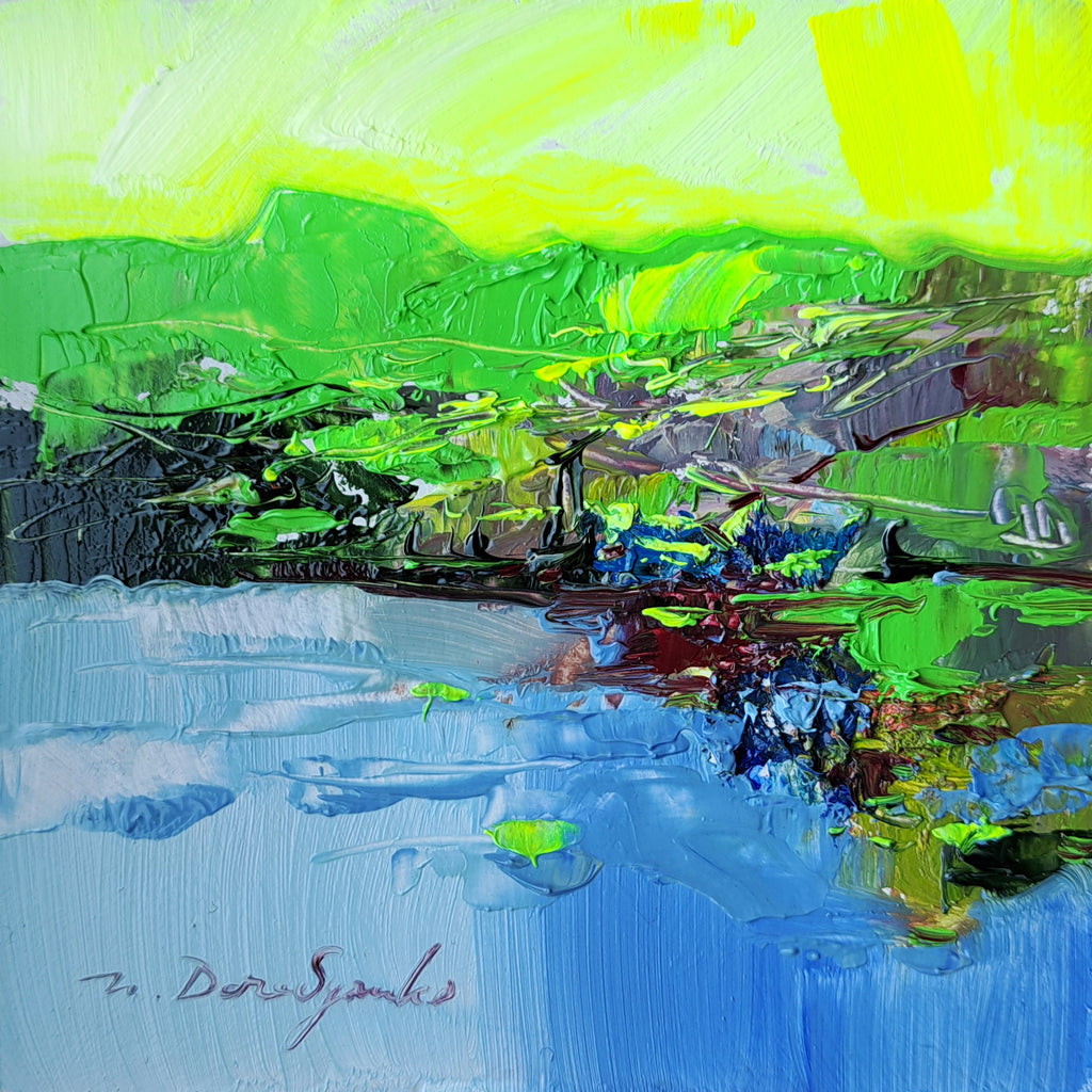 Landscape painting original art 4x4 in - May your dreams find new horisons