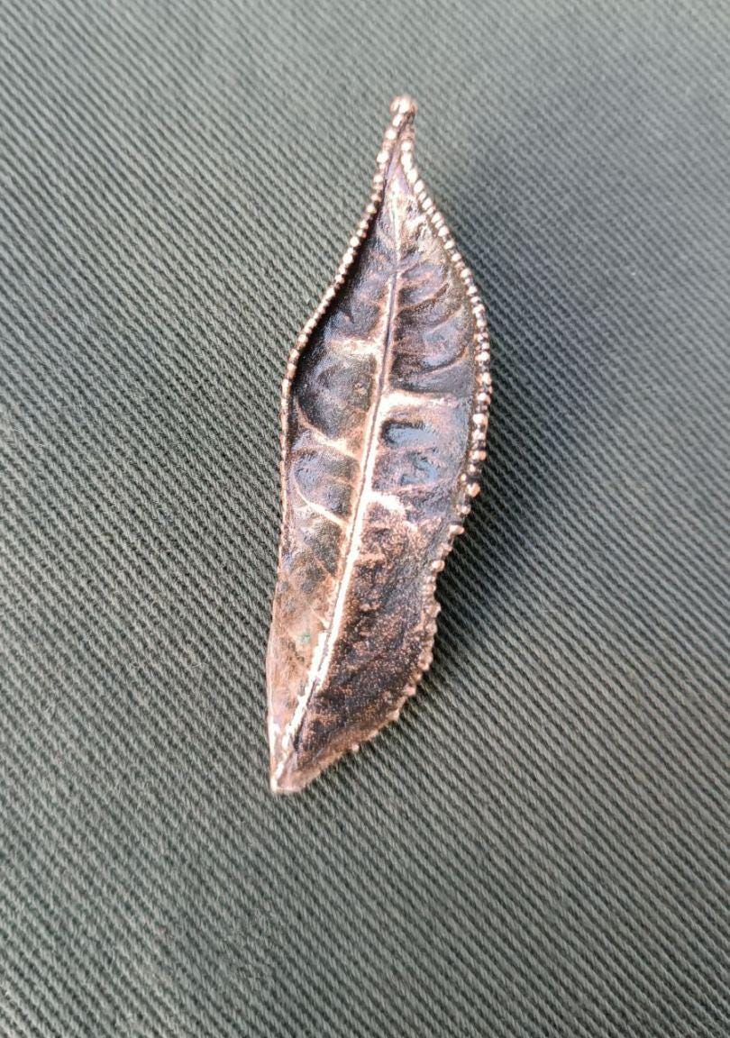 Brooch Electroformed Copper Leaf – Brooch Unique Boho Jewelry, Handmade from a Real Tree Leaf