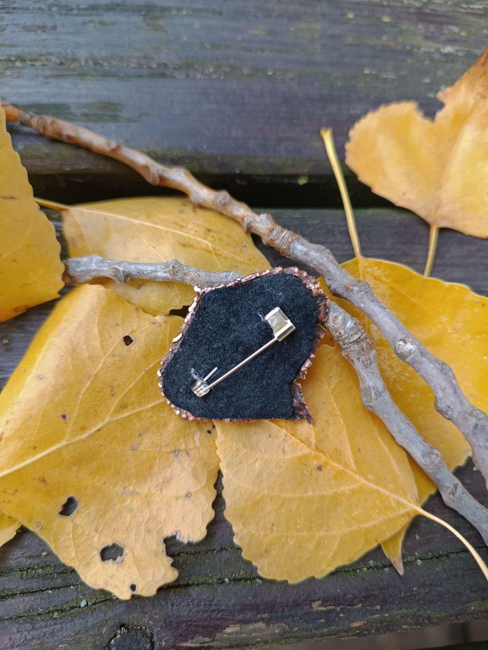 Brooch Copper Natural Poplar Leaf  — Unique Boho-Style Handmade Jewelry Valentines gift for sister