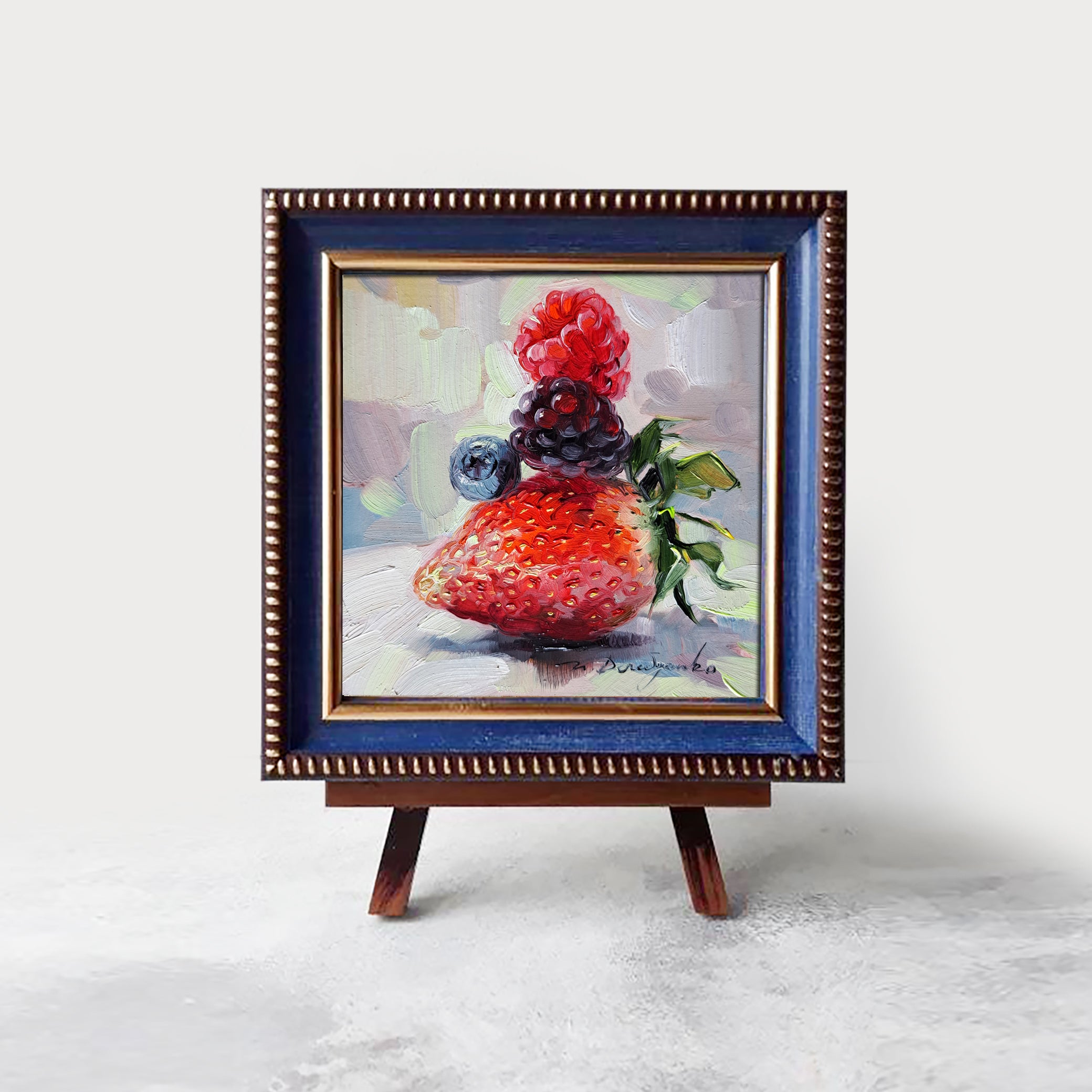 Berry art original oil painting 4x4