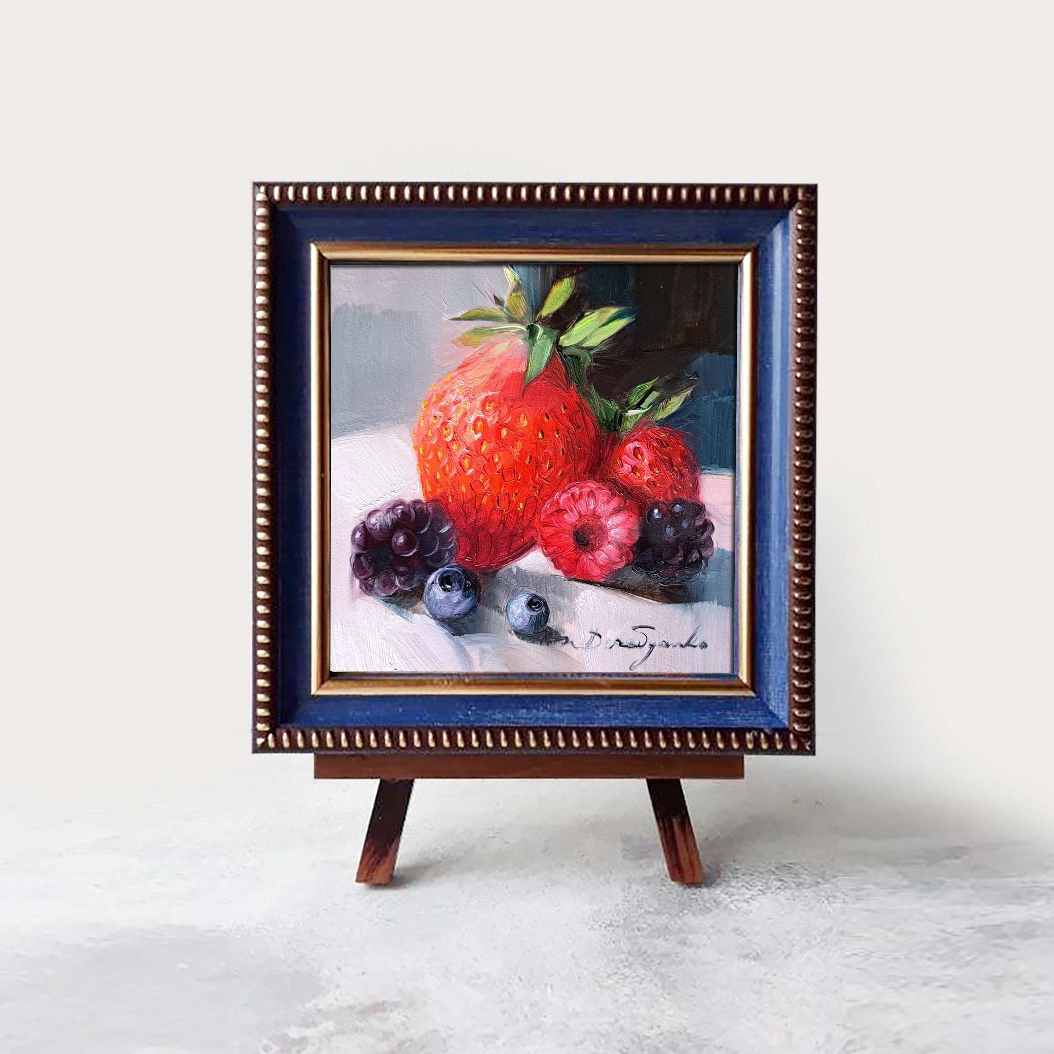 Fruit berry art original oil painting 4x4