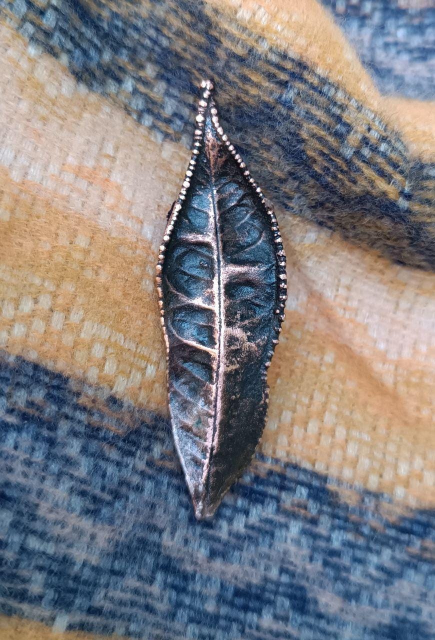 Brooch Electroformed Copper Leaf – Brooch Unique Boho Jewelry, Handmade from a Real Tree Leaf