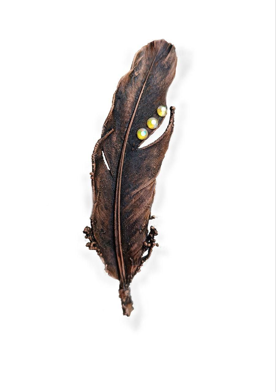 Brooch Copper Pigeon Feather  — Unique Boho-Style Handmade Jewelry gift for best friend 7th anniversary copper wedding traditional