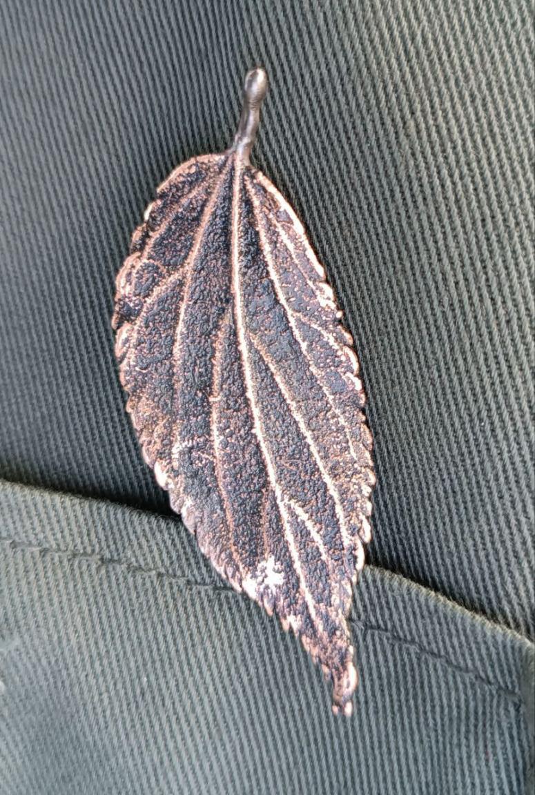 Brooch Copper Natural Ulmus Leaf  — Unique Boho-Style Handmade Jewelry gift for best friend