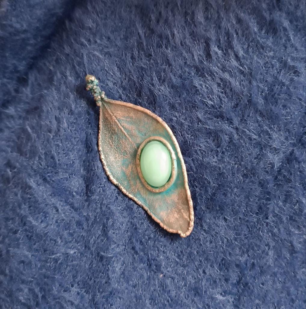 Brooch Leaf Copper Electroformed Laurel