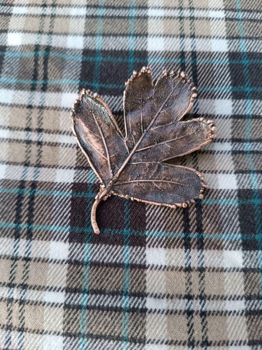 Brooch Copper Natural hawthorn leaf brooср — Unique Boho-Style Handmade Jewelry gift for best friend
