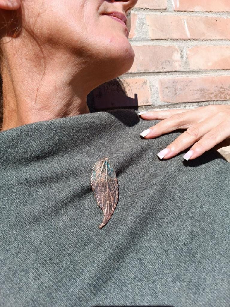 Brooch Electroformed Copper Leaf