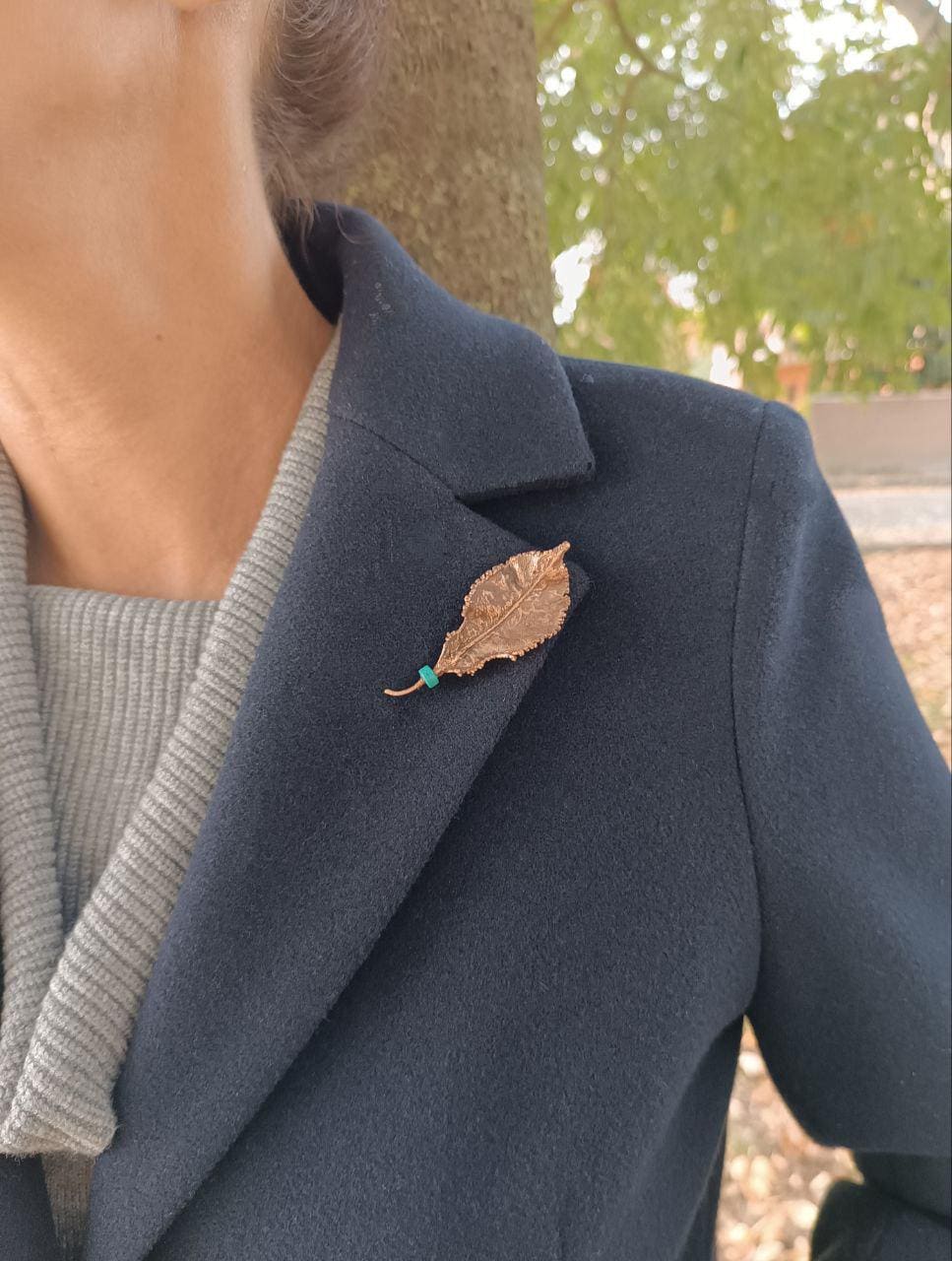 Brooch Copper Natural Ginkgo Leaf  — Unique Boho-Style Handmade Jewelry gift for best friend