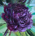 Black peony oil painting 4x4 flower wall art original
