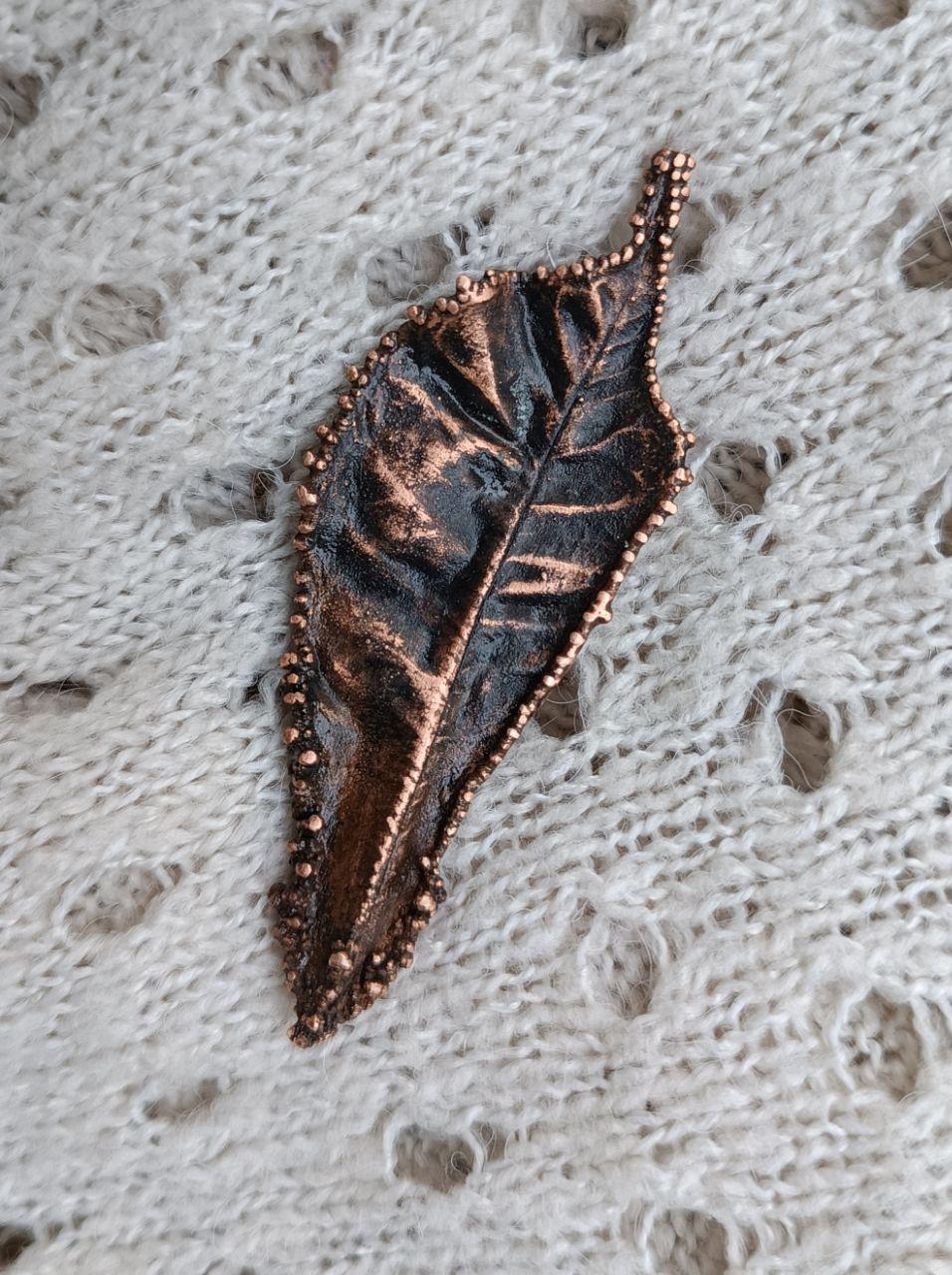 Brooch Electroformed Copper Bay Leaf – Brooch Unique Boho Jewelry, Handmade from a Real Tree Leaf