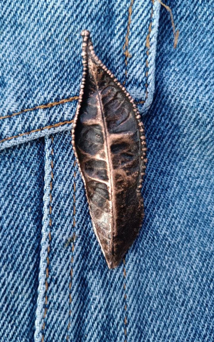 Brooch Electroformed Copper Leaf – Brooch Unique Boho Jewelry, Handmade from a Real Tree Leaf
