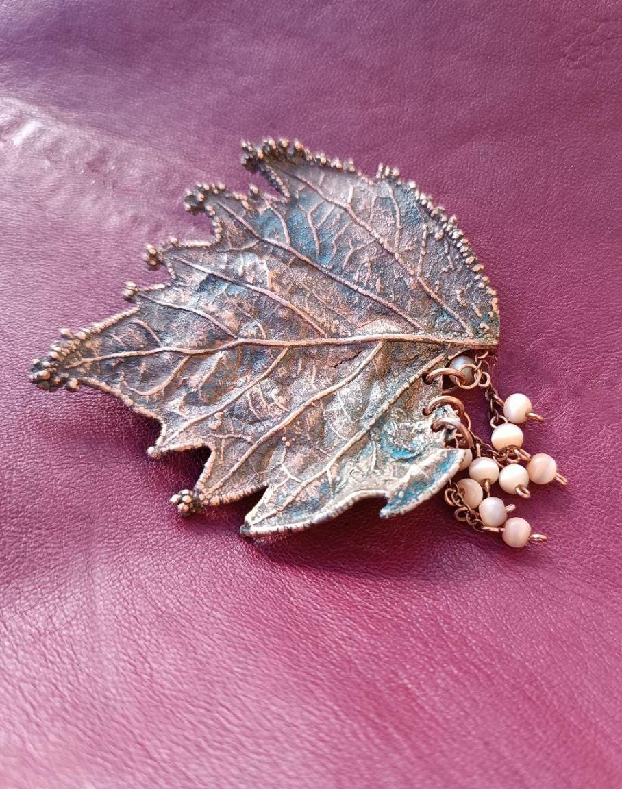 Brooch Poplar Leaf Copper