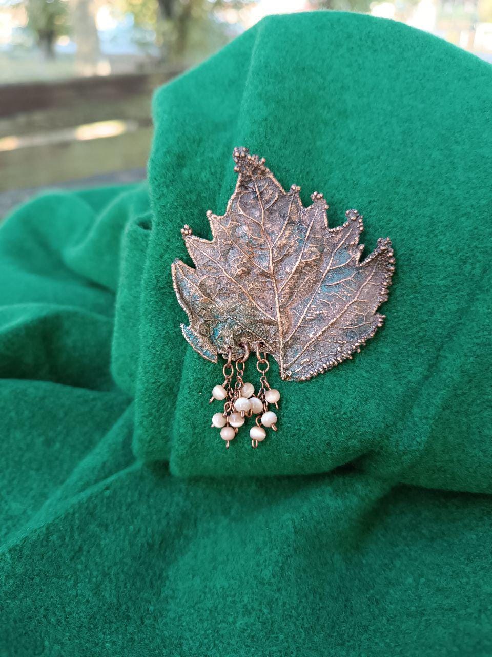 Brooch Poplar Leaf Copper