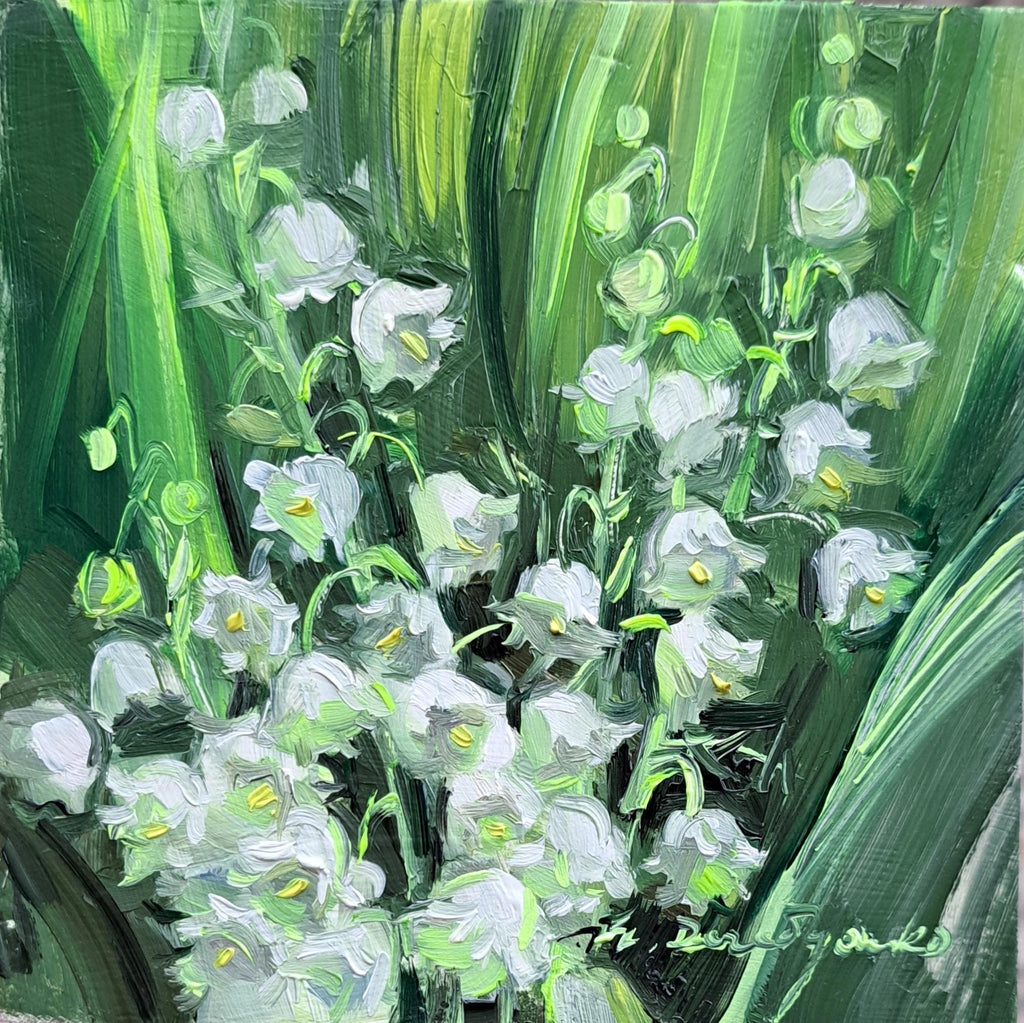 Lily of the valley oil painting 4x4