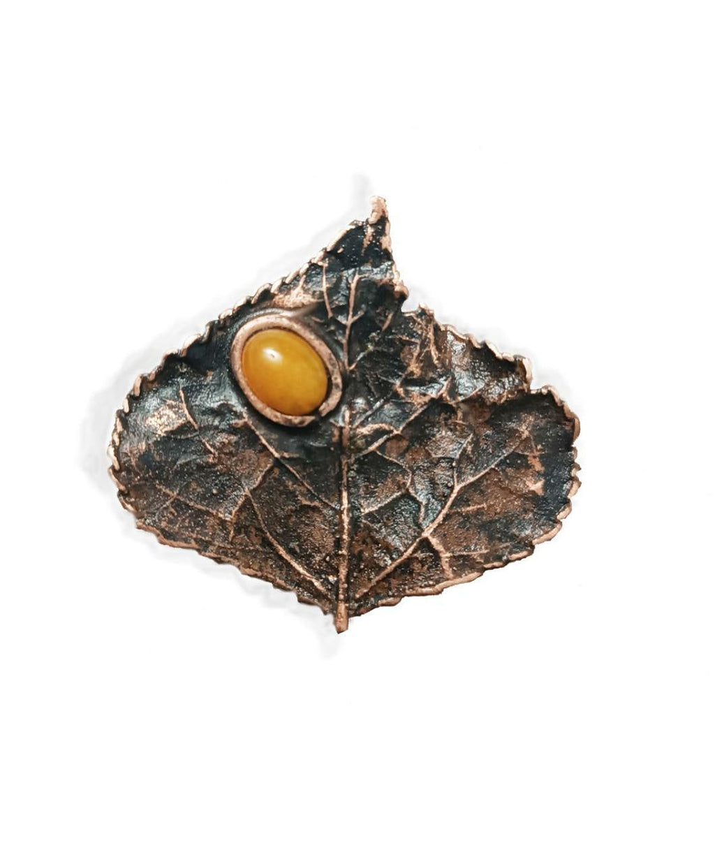 Brooch Copper Natural Poplar Leaf  — Unique Boho-Style Handmade Jewelry Valentines gift for sister