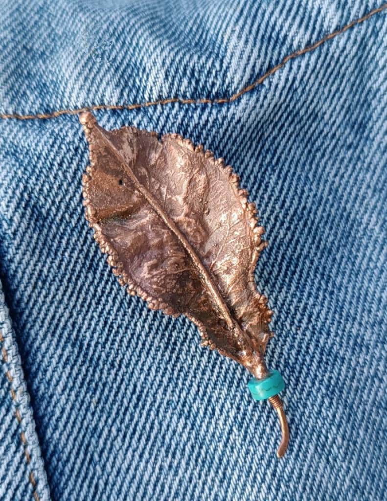 Brooch Copper Natural Ginkgo Leaf  — Unique Boho-Style Handmade Jewelry gift for best friend