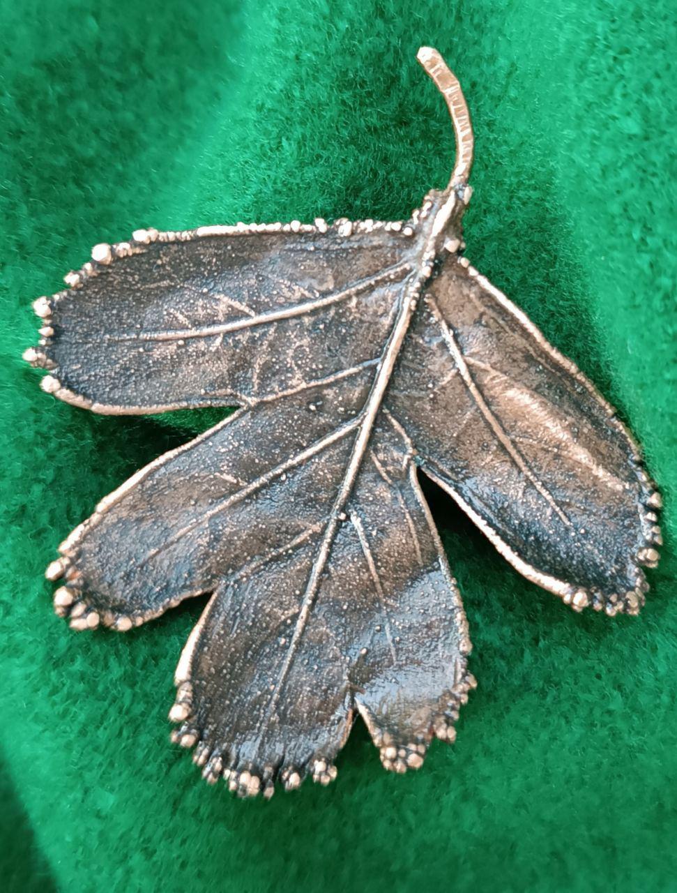 Brooch Copper Natural hawthorn leaf brooср — Unique Boho-Style Handmade Jewelry gift for best friend