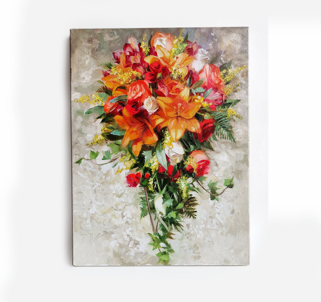 Custom Wedding bouquet painting canvas