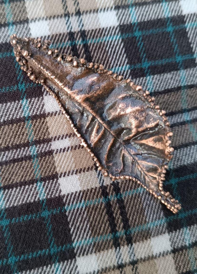 Brooch Electroformed Copper Bay Leaf – Brooch Unique Boho Jewelry, Handmade from a Real Tree Leaf