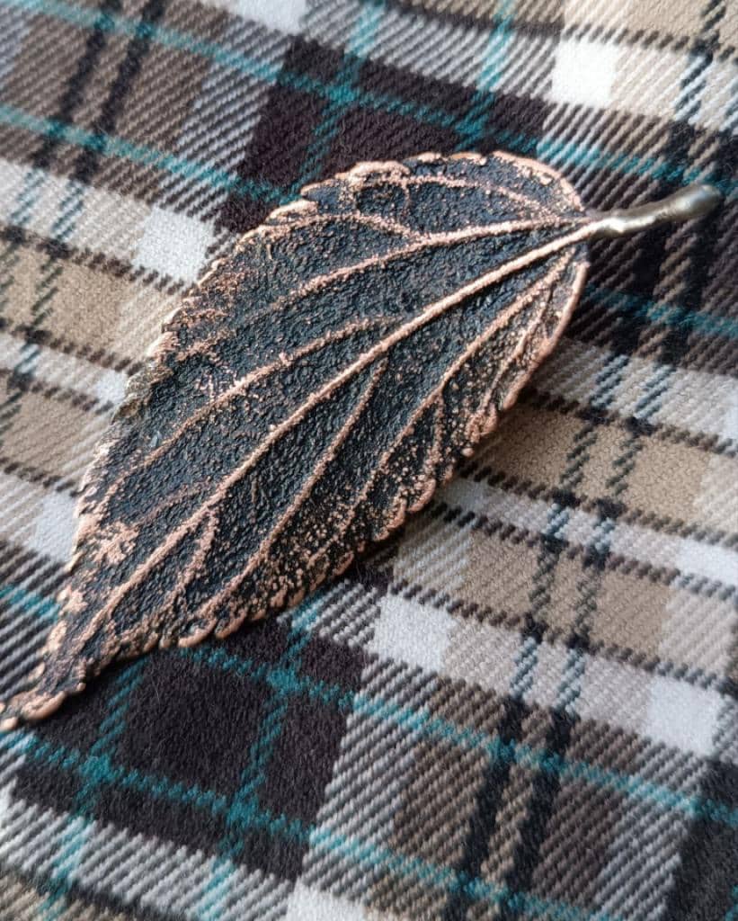 Brooch Copper Natural Ulmus Leaf  — Unique Boho-Style Handmade Jewelry gift for best friend
