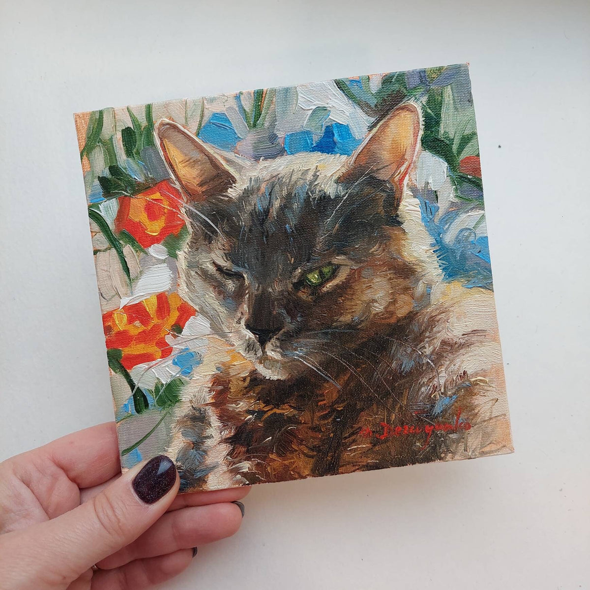 Cat pet portrait painting original, Custom cat painting, Animal portrait from photo