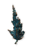 Brooch made from natural sheet of wood in copper - a unique boho-style accessory, Blue patina cooper jewelry handmade